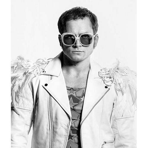 Rocketman Elton John White Leather Jacket